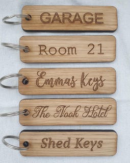Personalised Oak Wood Keyring
