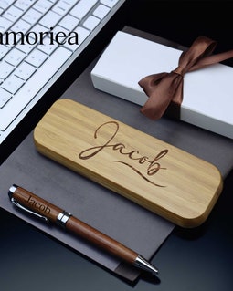Personalised Wooden Pen with Engraved Case