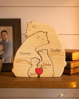 Personalised Wooden Bear Family Puzzle
