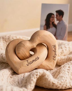 Personalised Infinity Heart Wooden Sculpture