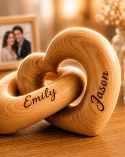 Personalised Wooden Infinity Hearts Sculpture