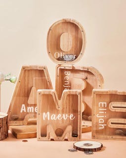 Personalised Wooden Letter Piggy Bank