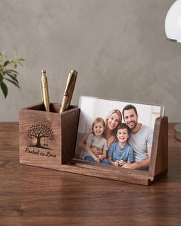 Personalised Wooden Desk Organizer with Photo