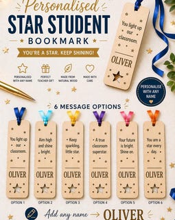 Personalised Wooden Star Bookmark