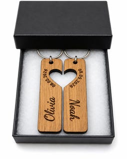 Personalised Wooden Heart Keyring