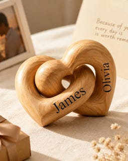 Personalised Wooden Heart Sculpture