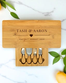 Personalised Wooden Cheese Board Set