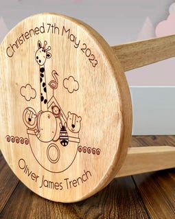 Personalised Wooden Stool with Noah's Ark