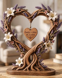 Personalized Wooden Heart Tree of Life Sculpture