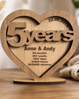 5th Anniversary Wooden Keepsake Card