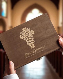 Engraved Wooden Baptism Keepsake Box