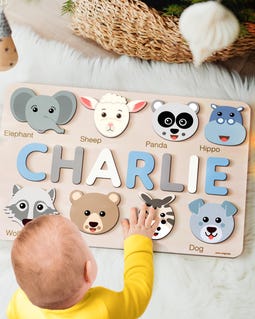 Wooden Name Puzzle with Animals