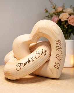 Personalized Wooden Infinity Heart Sculpture