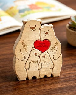 Personalised Wooden Bear Family Puzzle