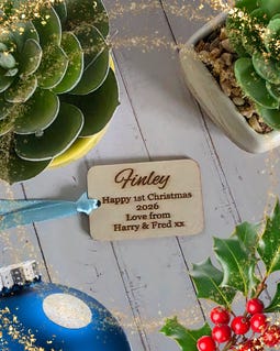 Personalised Wooden First Christmas Gift Tag