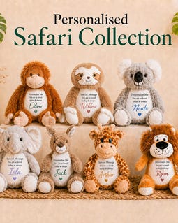 Personalised Safari Animal Plush Toy