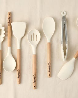 Personalised Beechwood Kitchen Utensil Set